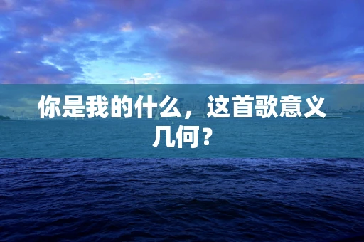 你是我的什么，这首歌意义几何？