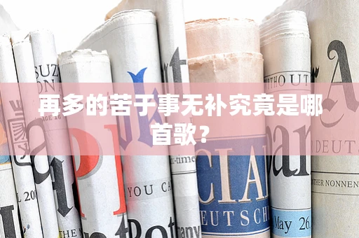 再多的苦于事无补究竟是哪首歌？